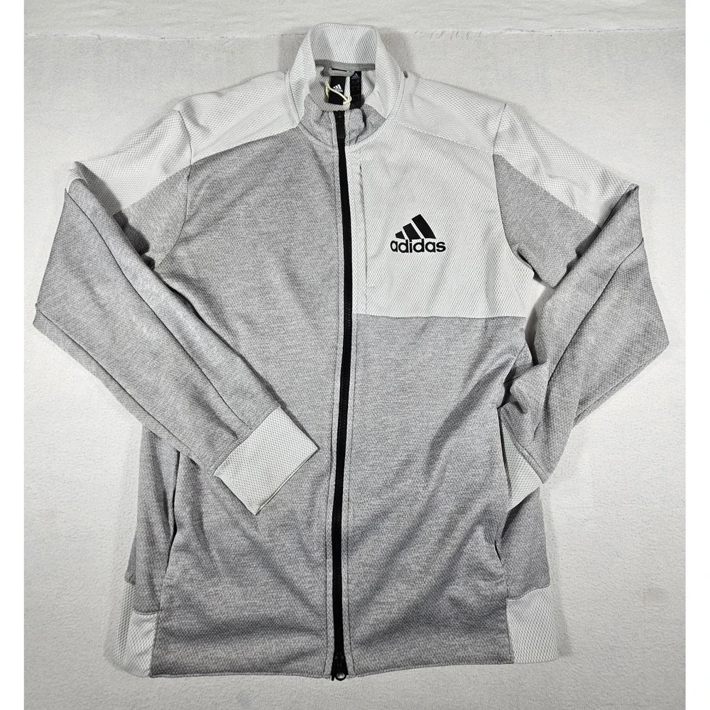 Adidas Mens Grey Colorblock Full Zip Mesh Track Jacket DU2572 Size Medium